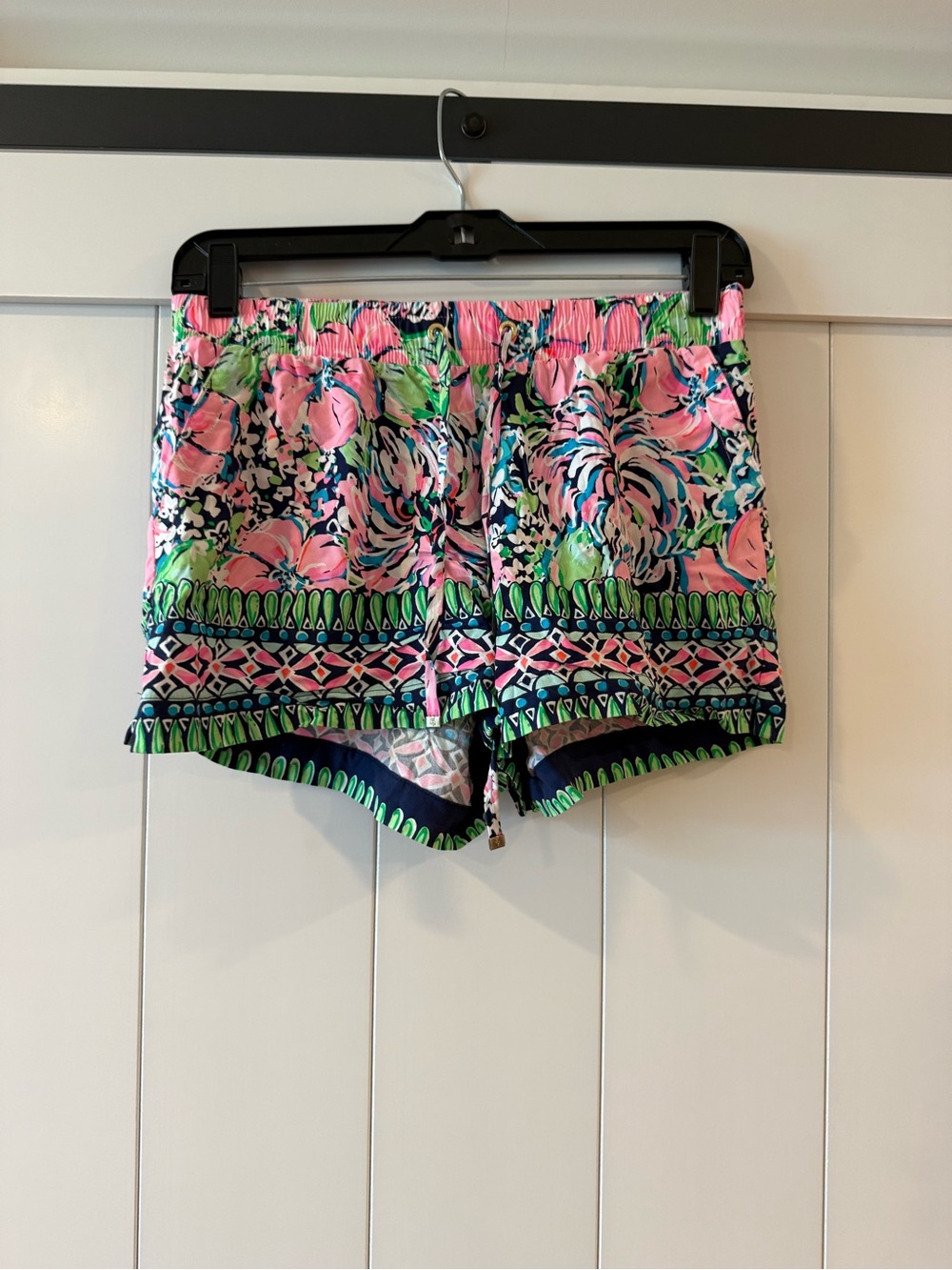 Lilly Pulitzer Pink & Green Floral Drawstring Athletic Shorts